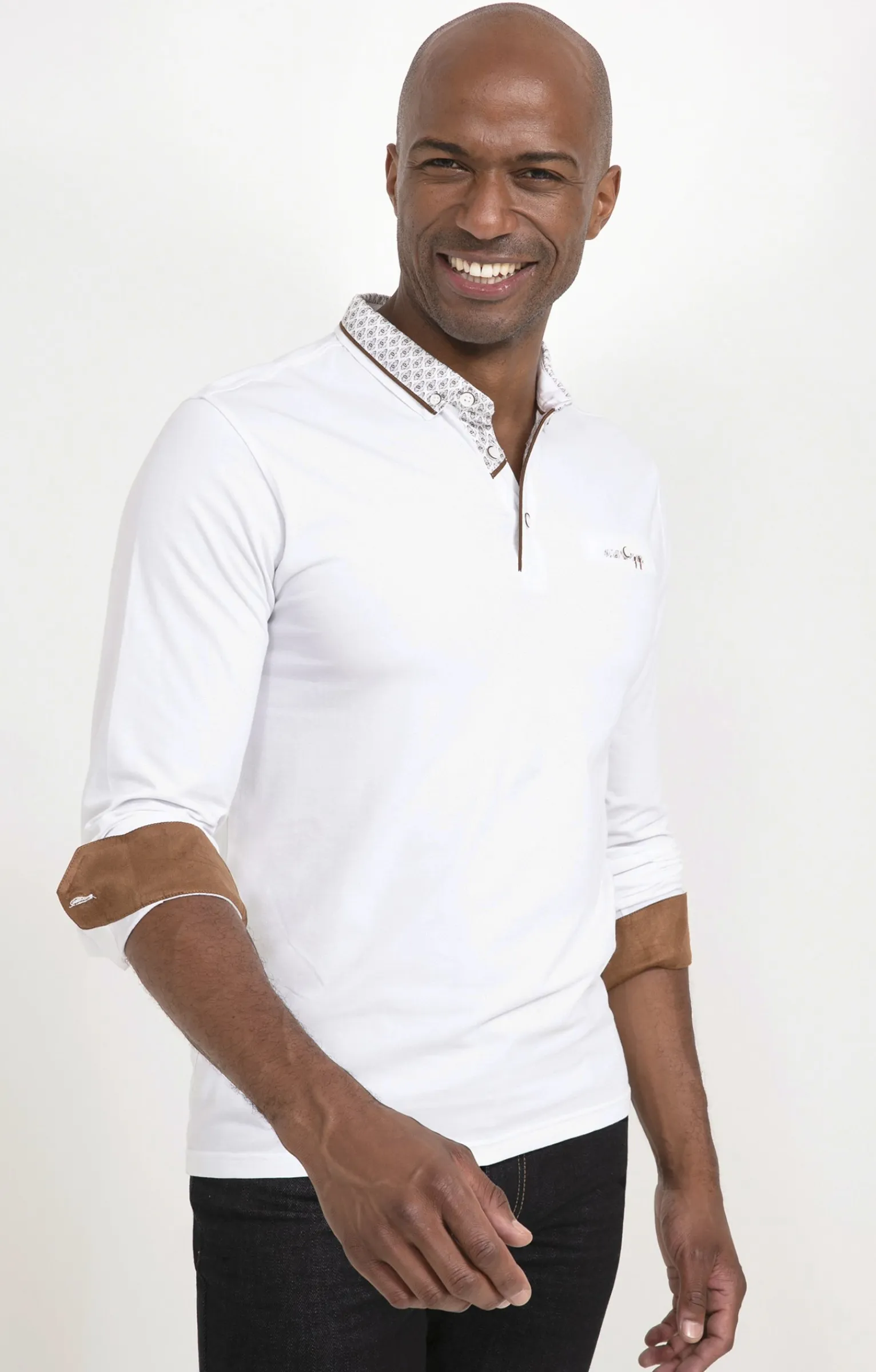 Polos & Tee-shirts<Armand Thiery Polo manches longues Sued Barca - Blanc