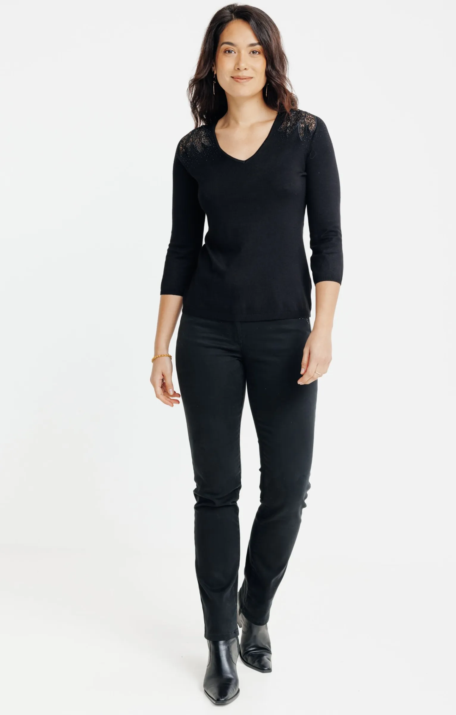 Pulls & Cardigans<Armand Thiery PULL AVEC BRODERIES ET STRASS - Noir