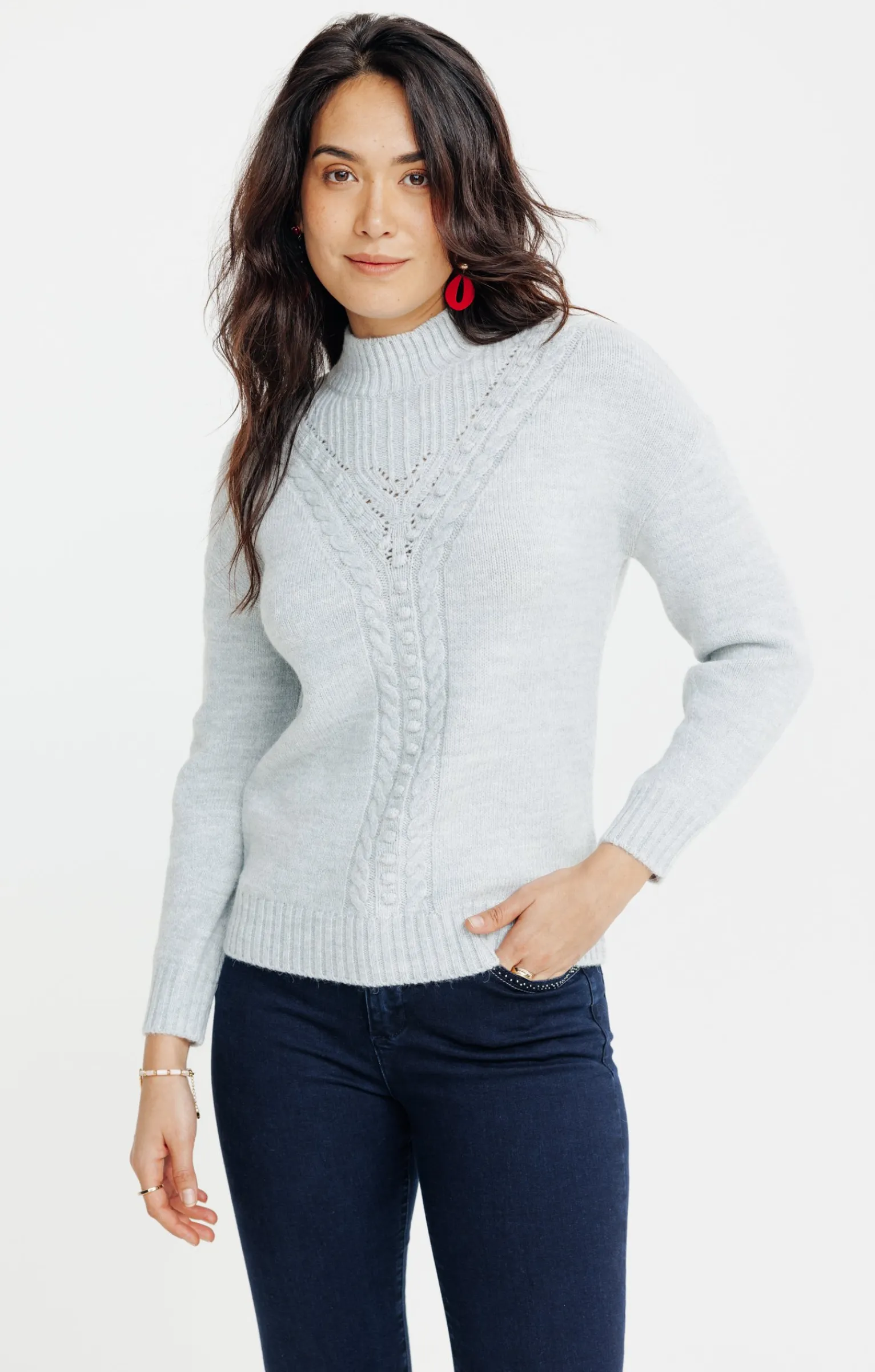 Pulls & Cardigans<Armand Thiery PULL AVEC JEU DE TORSADES - Argent