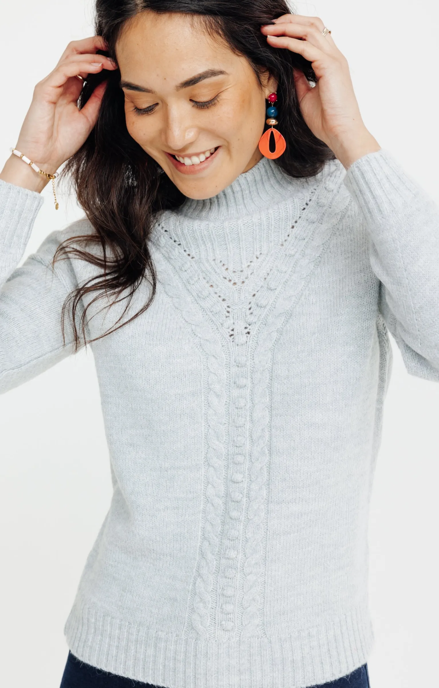 Pulls & Cardigans<Armand Thiery PULL AVEC JEU DE TORSADES - Argent
