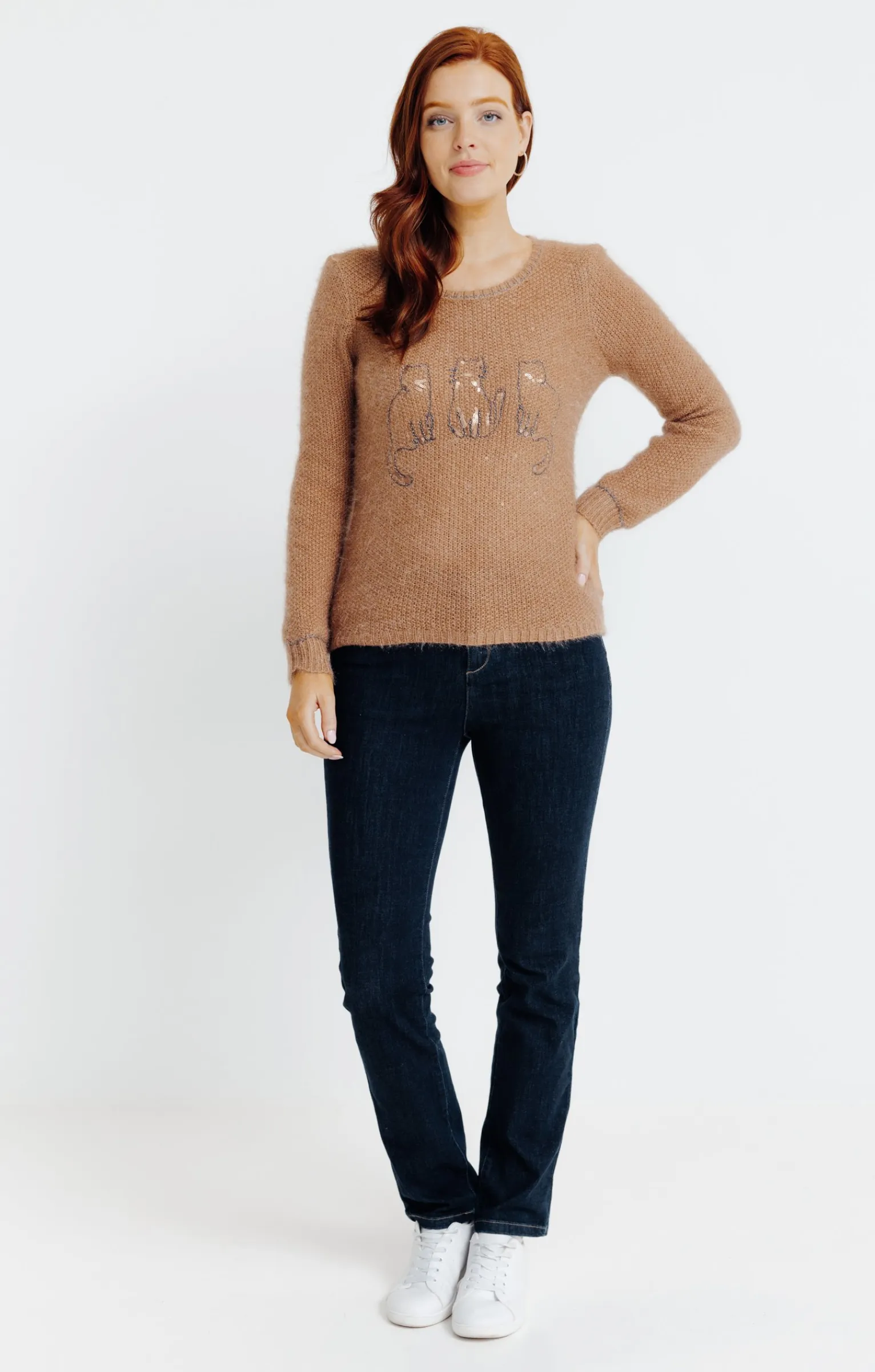 Pulls & Cardigans<Armand Thiery Pull broderie chat - Camel