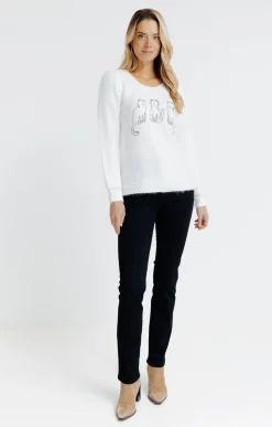 Pulls & Cardigans<Armand Thiery Pull broderie chat - Écru