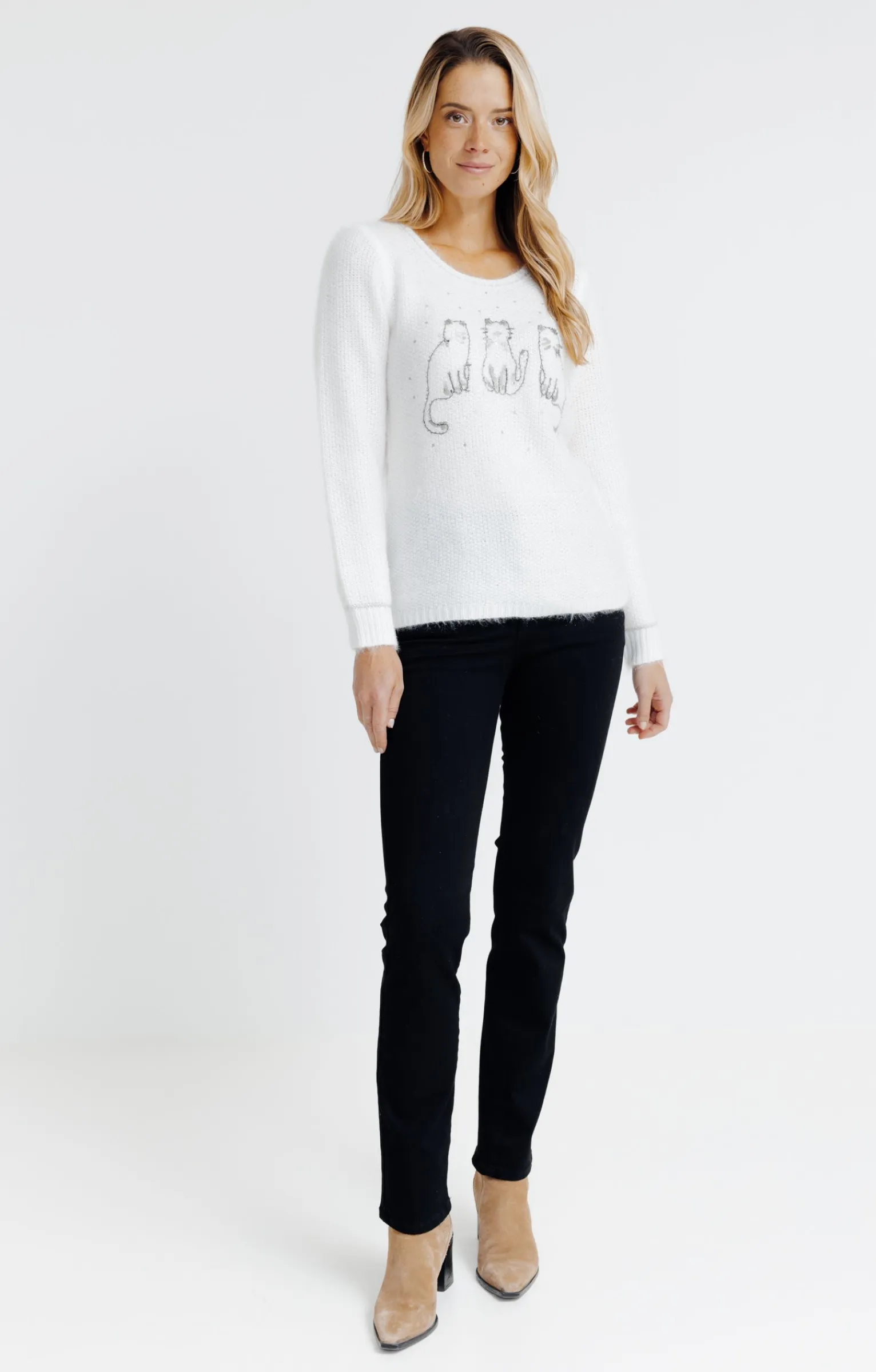 Pulls & Cardigans<Armand Thiery Pull broderie chat - Écru
