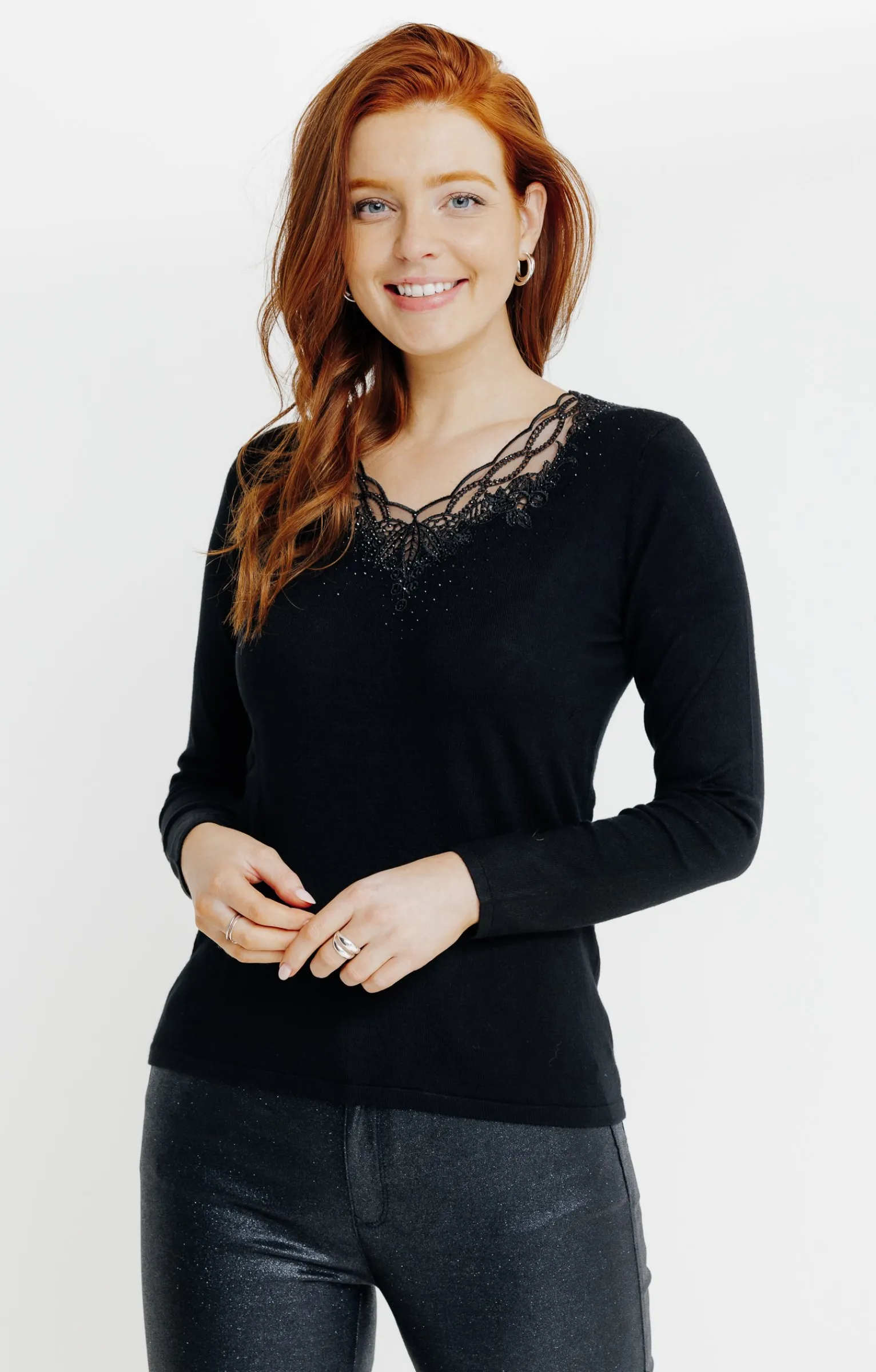 Pulls & Cardigans<Armand Thiery PULL COL BRODE - Noir