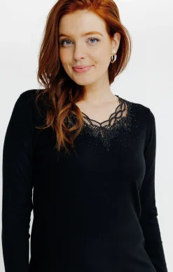 Pulls & Cardigans<Armand Thiery PULL COL BRODE - Noir