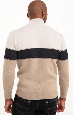 Pulls & Gilets<Armand Thiery Pull col monant rayé - Beige