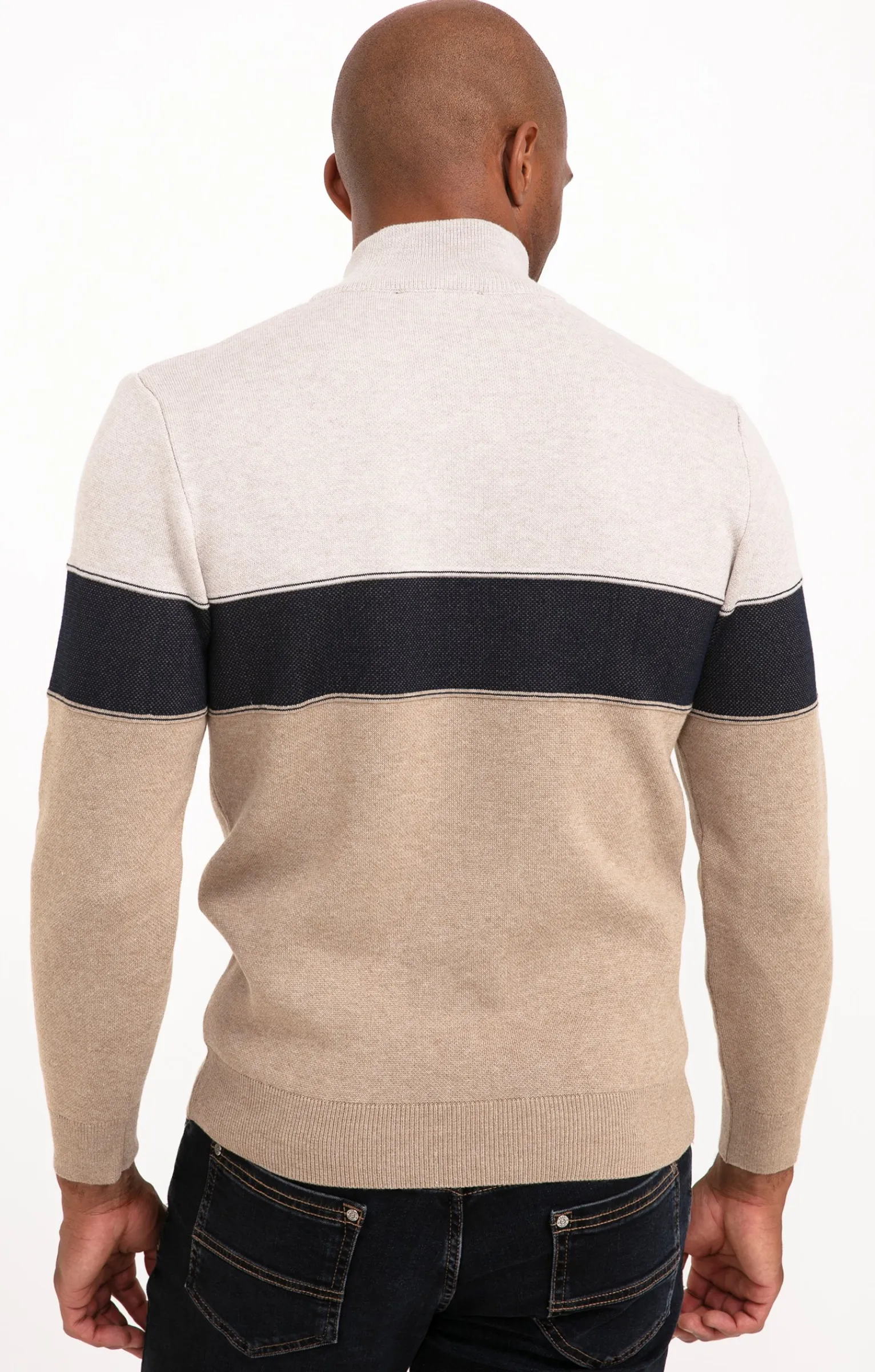 Pulls & Gilets<Armand Thiery Pull col monant rayé - Beige