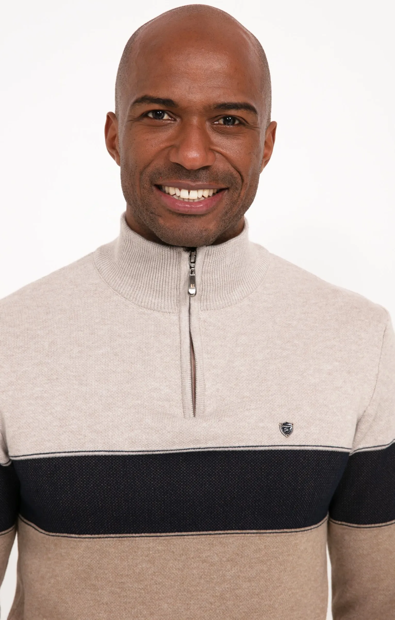 Pulls & Gilets<Armand Thiery Pull col monant rayé - Beige