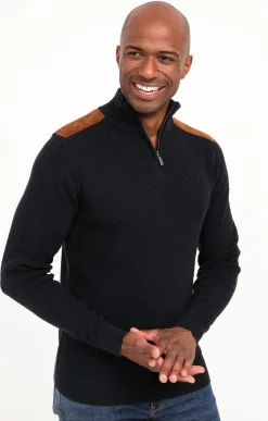 Pulls & Gilets<Armand Thiery Pull col montant avec détails suèdine - Marine