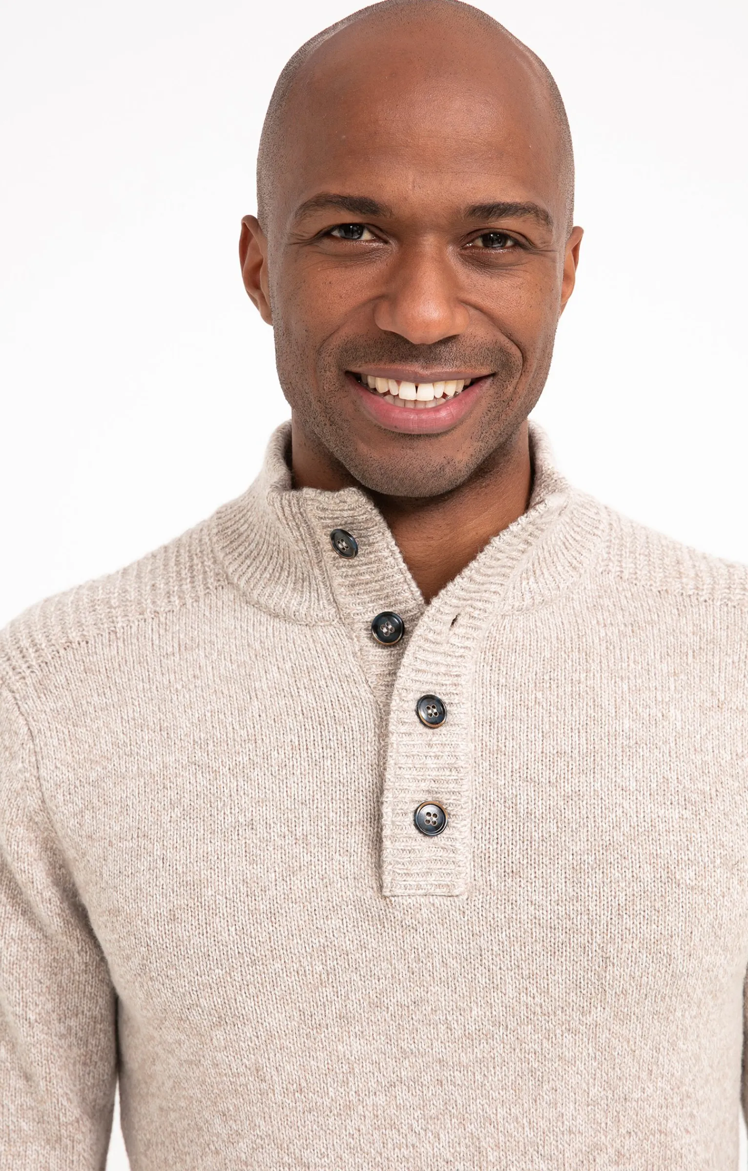 Pulls & Gilets<Armand Thiery Pull col montant boutonné - Beige
