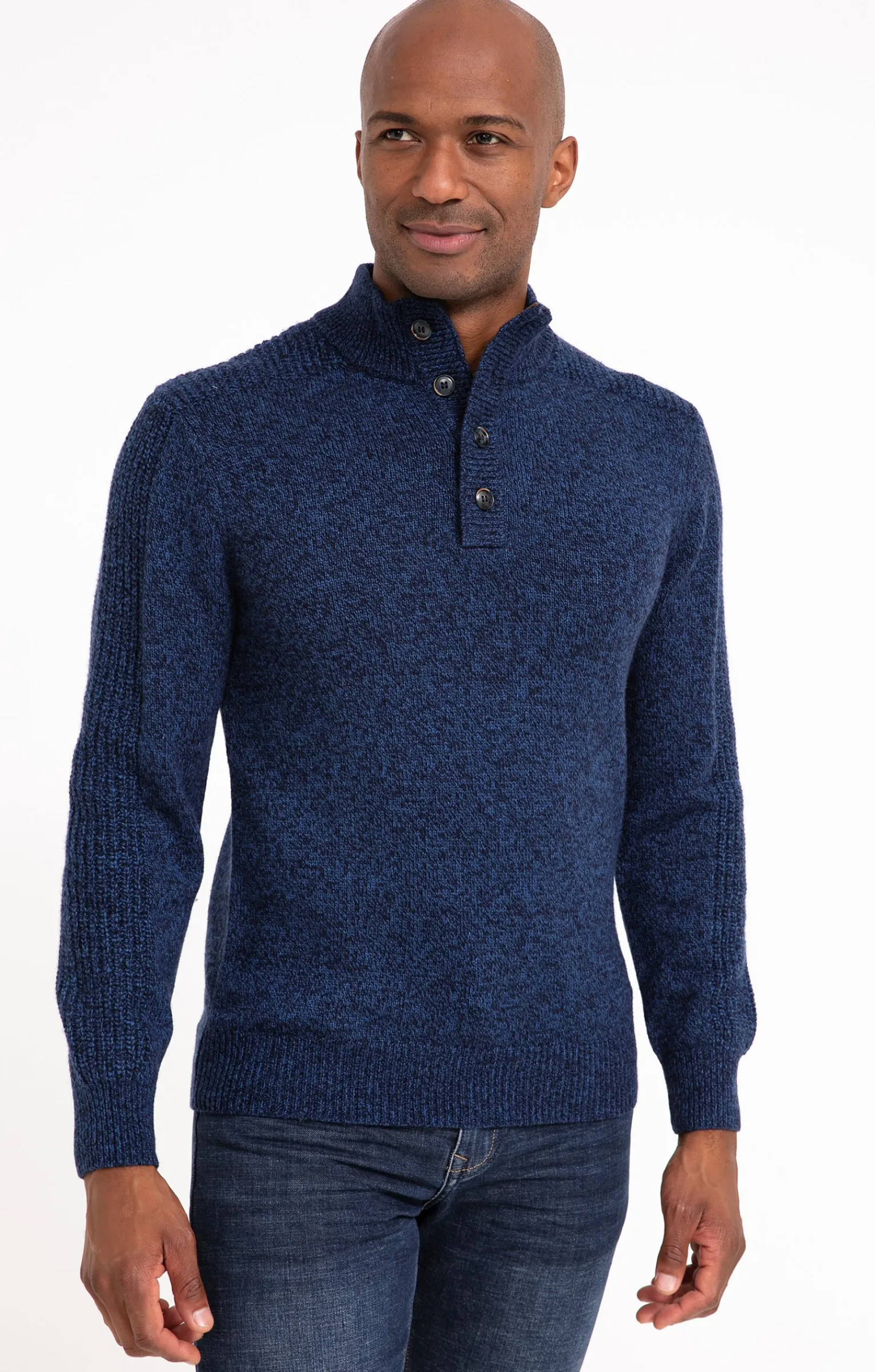 Pulls & Gilets<Armand Thiery Pull col montant boutonné - Bleudur