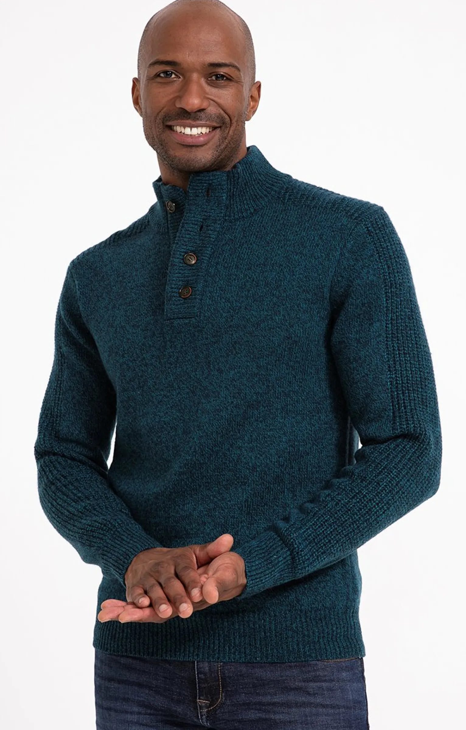 Pulls & Gilets<Armand Thiery Pull col montant boutonné - Pétrole