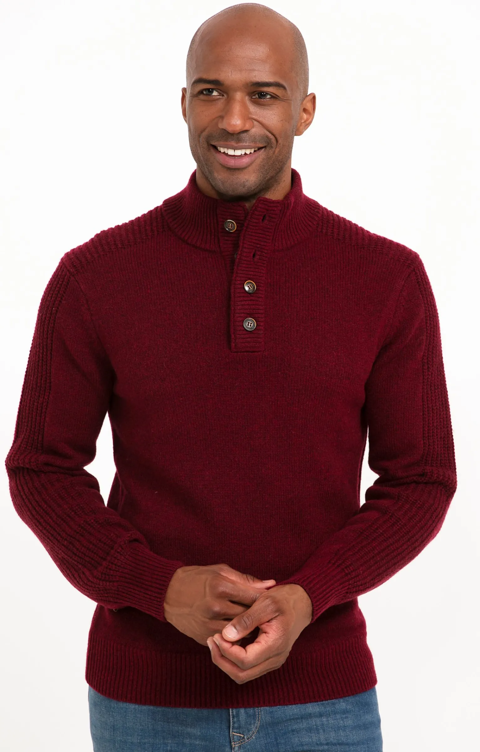 Pulls & Gilets<Armand Thiery Pull col montant boutonné - Bordeaux