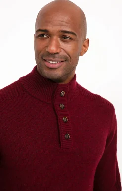 Pulls & Gilets<Armand Thiery Pull col montant boutonné - Bordeaux