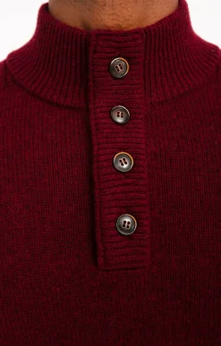 Pulls & Gilets<Armand Thiery Pull col montant boutonné - Bordeaux