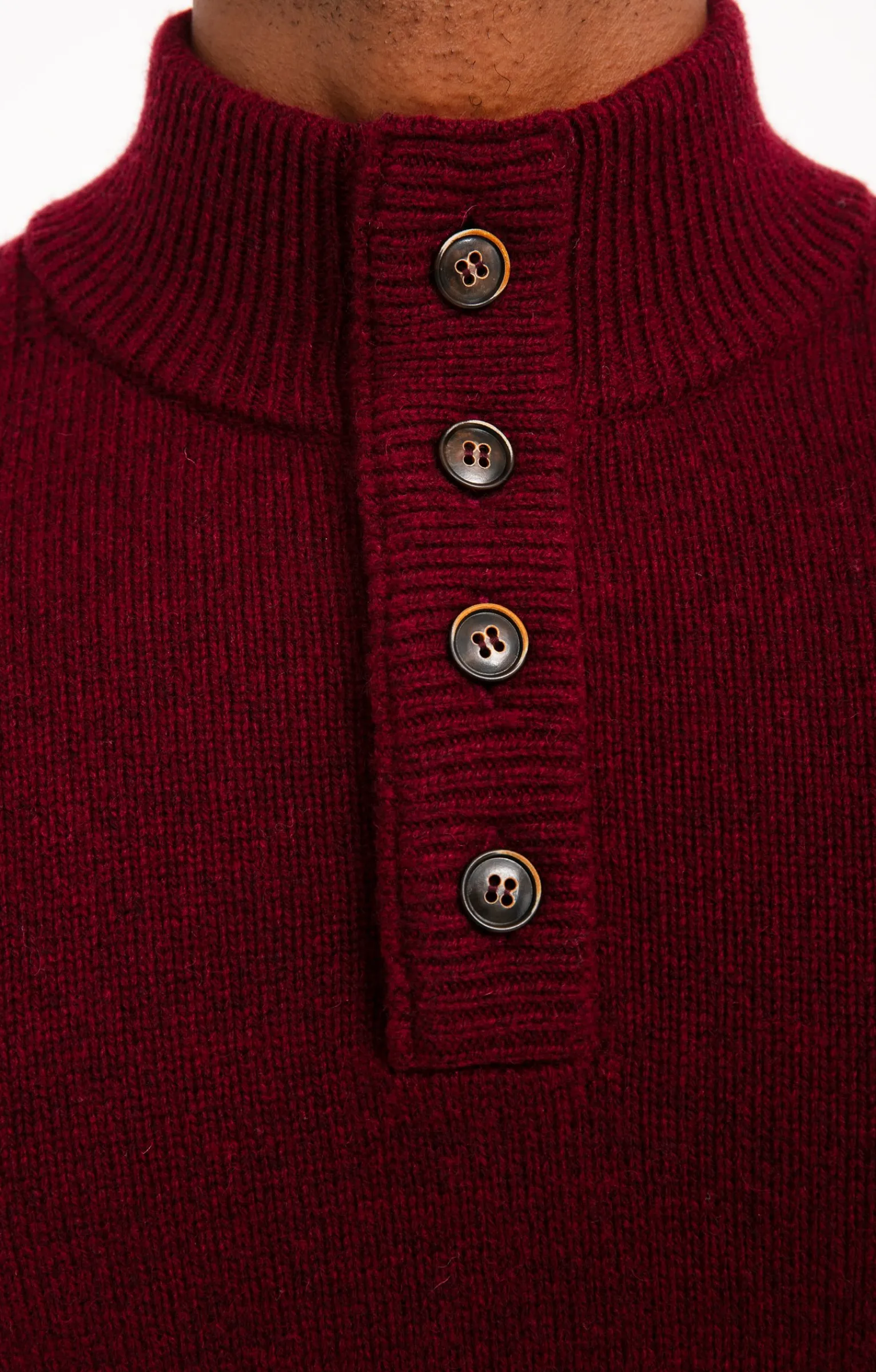 Pulls & Gilets<Armand Thiery Pull col montant boutonné - Bordeaux