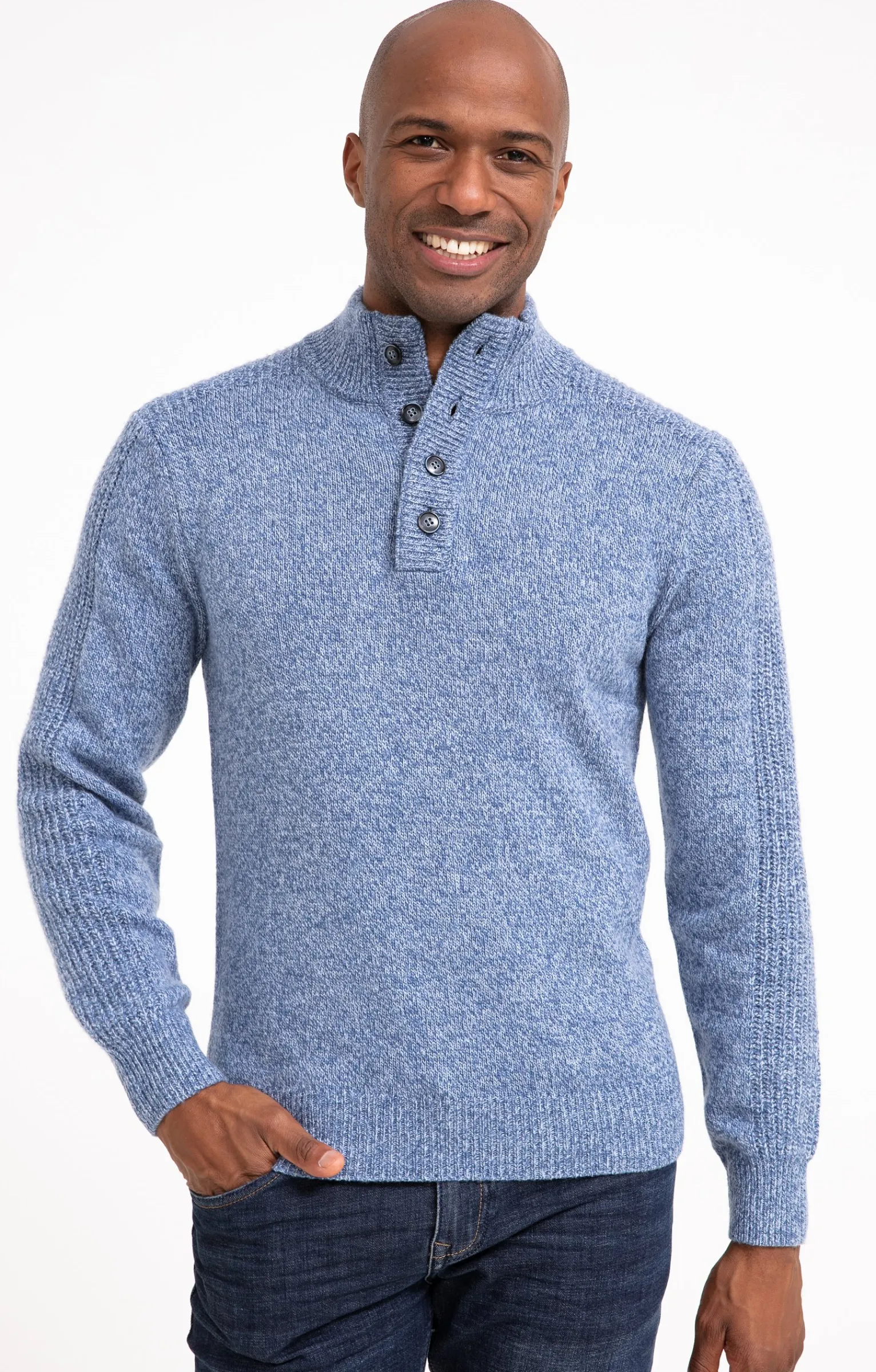 Pulls & Gilets<Armand Thiery Pull col montant boutonné - Bleuciel