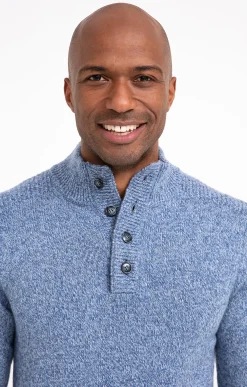 Pulls & Gilets<Armand Thiery Pull col montant boutonné - Bleuciel