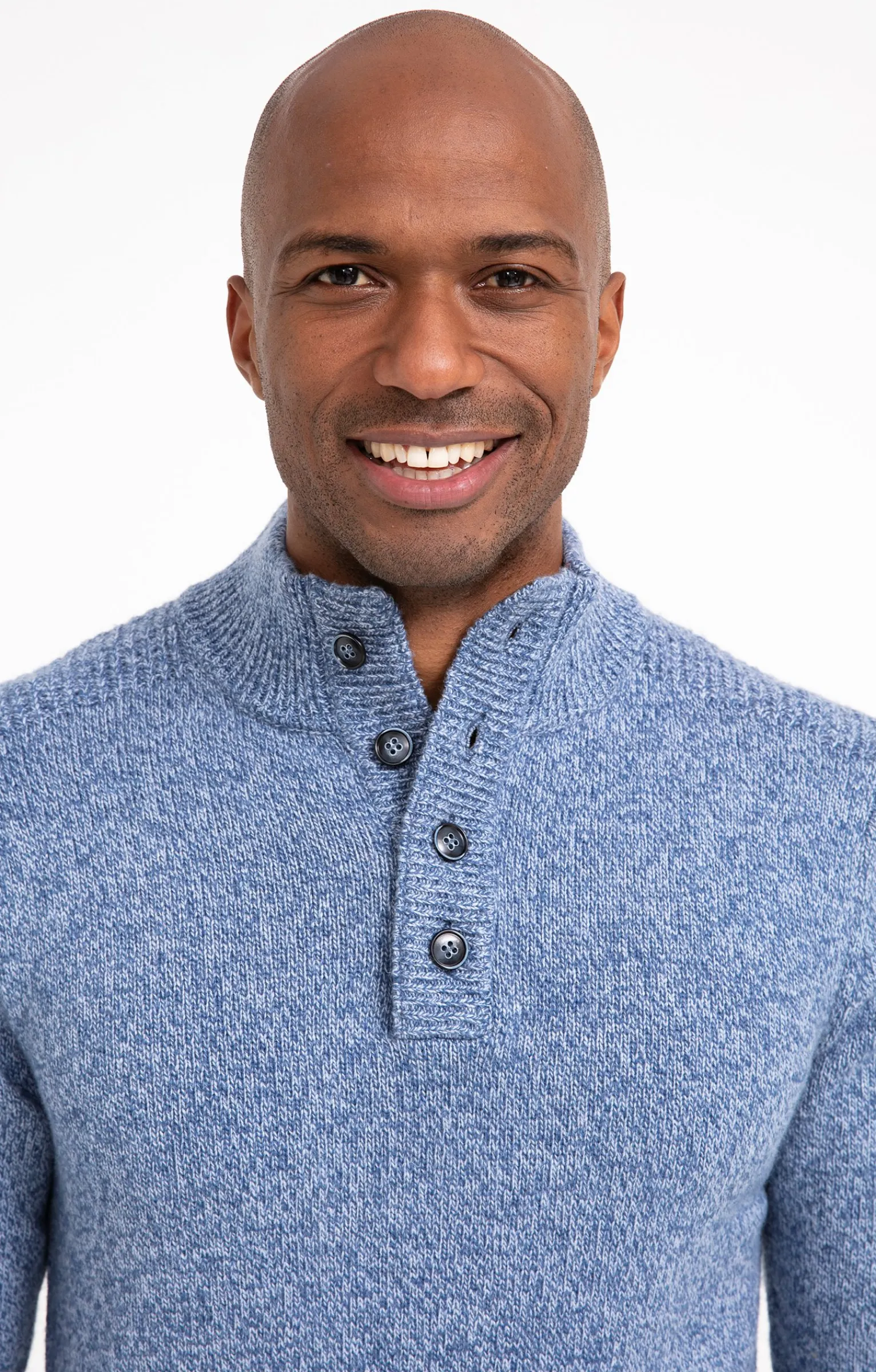 Pulls & Gilets<Armand Thiery Pull col montant boutonné - Bleuciel