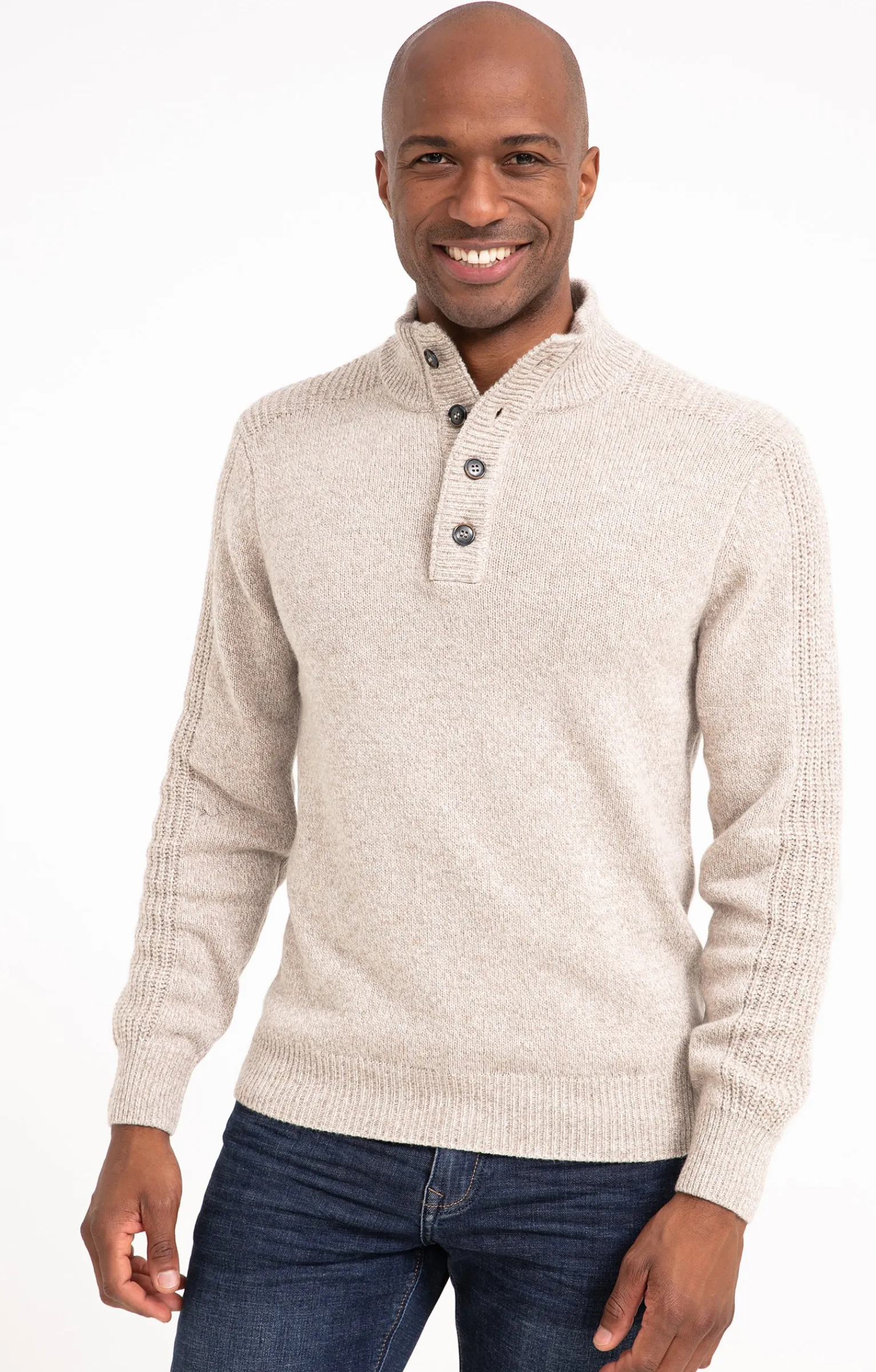 Pulls & Gilets<Armand Thiery Pull col montant boutons - Beige