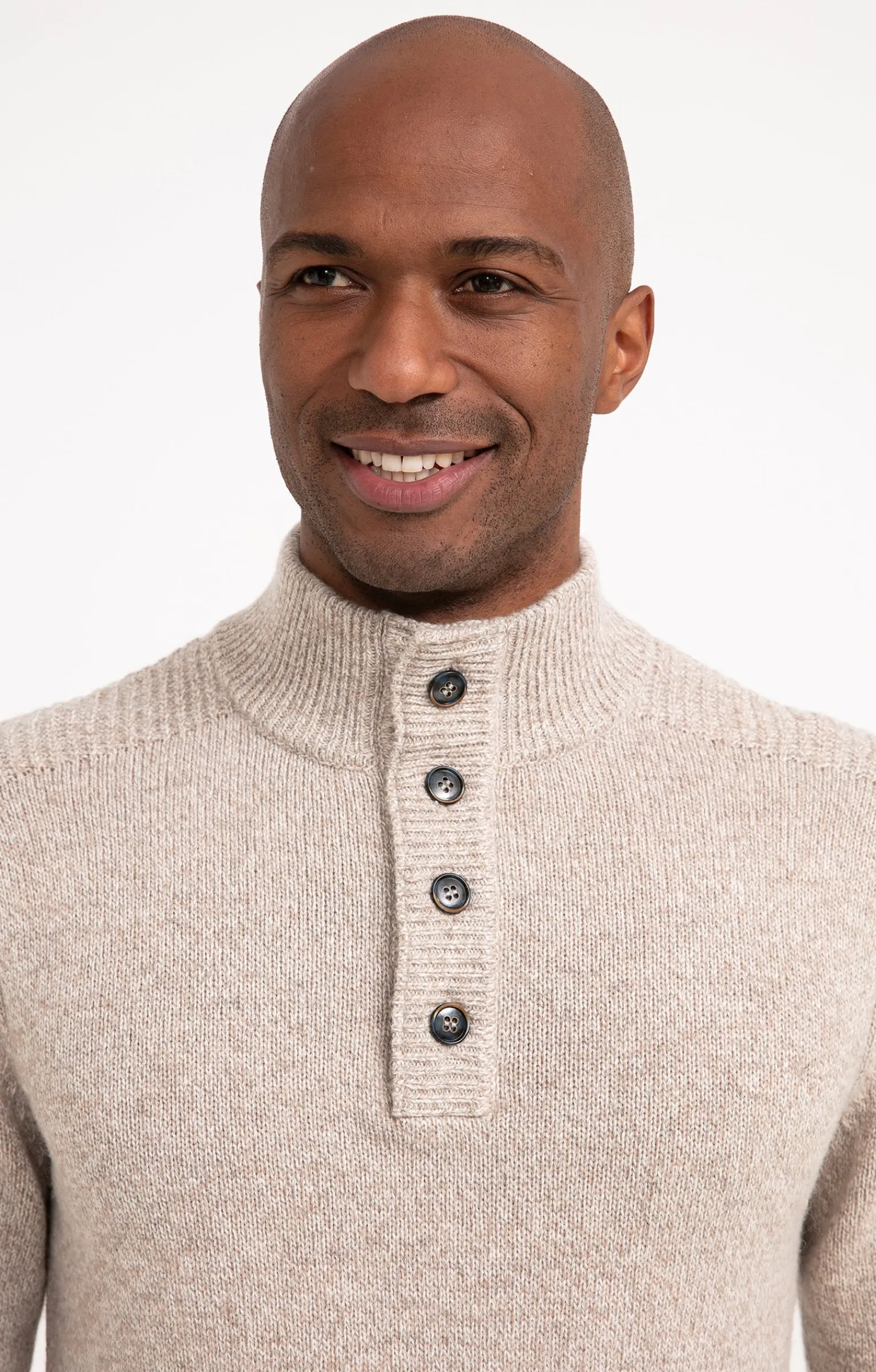 Pulls & Gilets<Armand Thiery Pull col montant boutons - Beige
