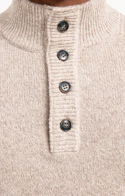 Pulls & Gilets<Armand Thiery Pull col montant boutons - Beige