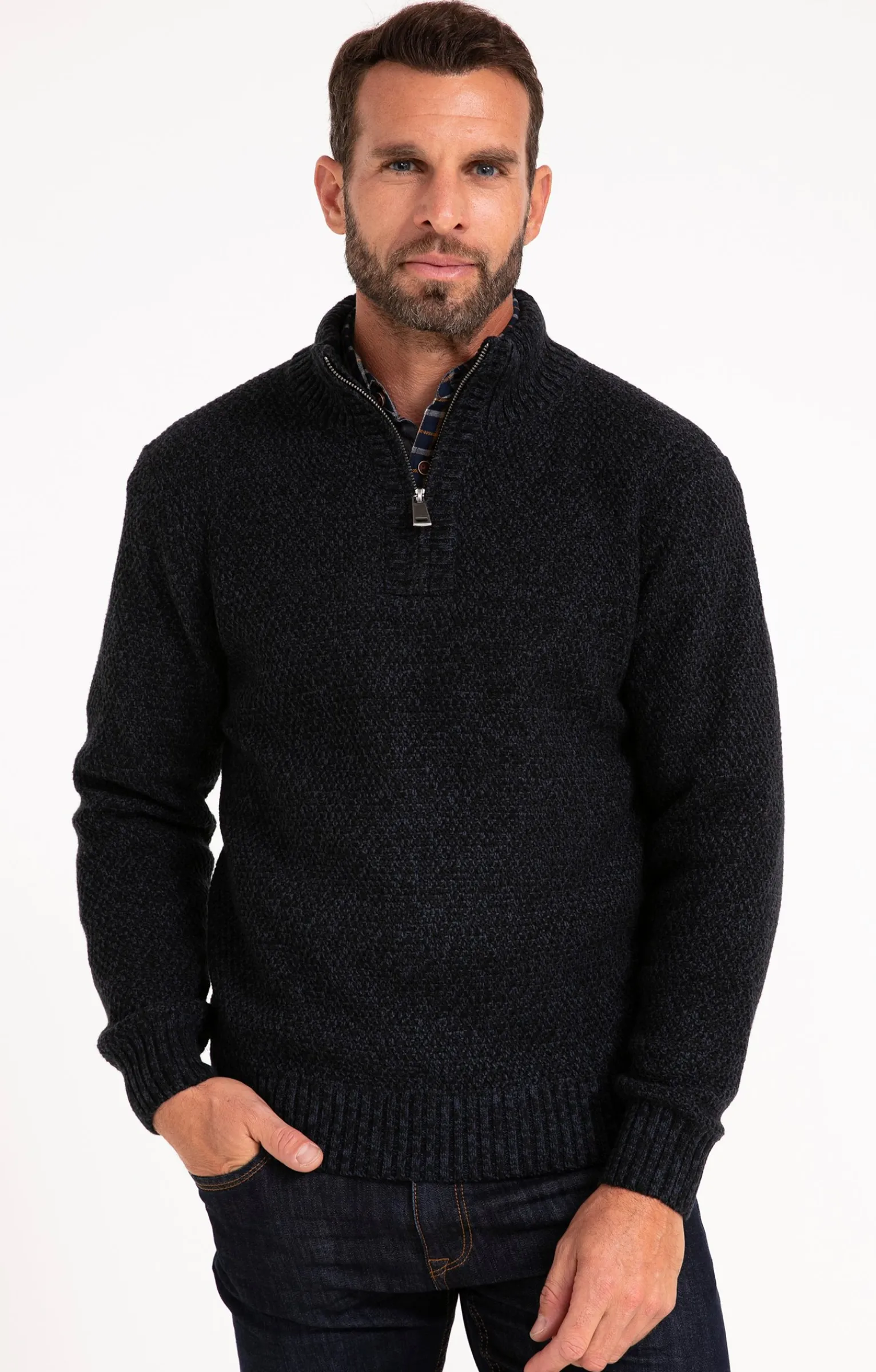 Pulls & Gilets<Armand Thiery Pull col montant doublé polaire - Marine