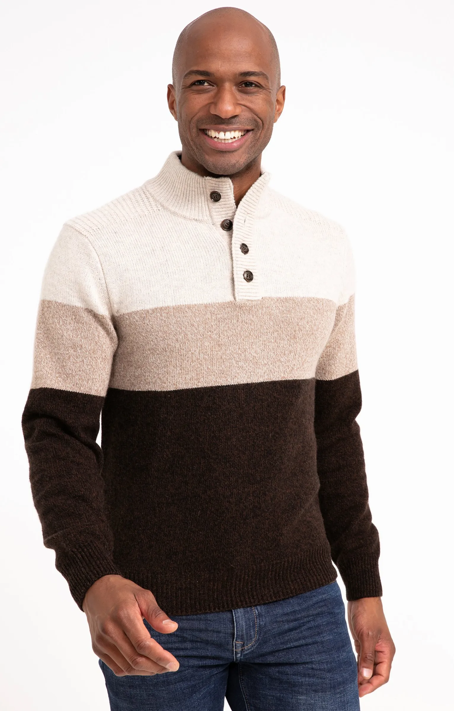 Pulls & Gilets<Armand Thiery Pull col montant rayé - Écru