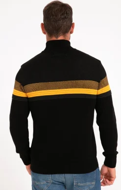 Pulls & Gilets<Armand Thiery Pull col montant rayé - Noir