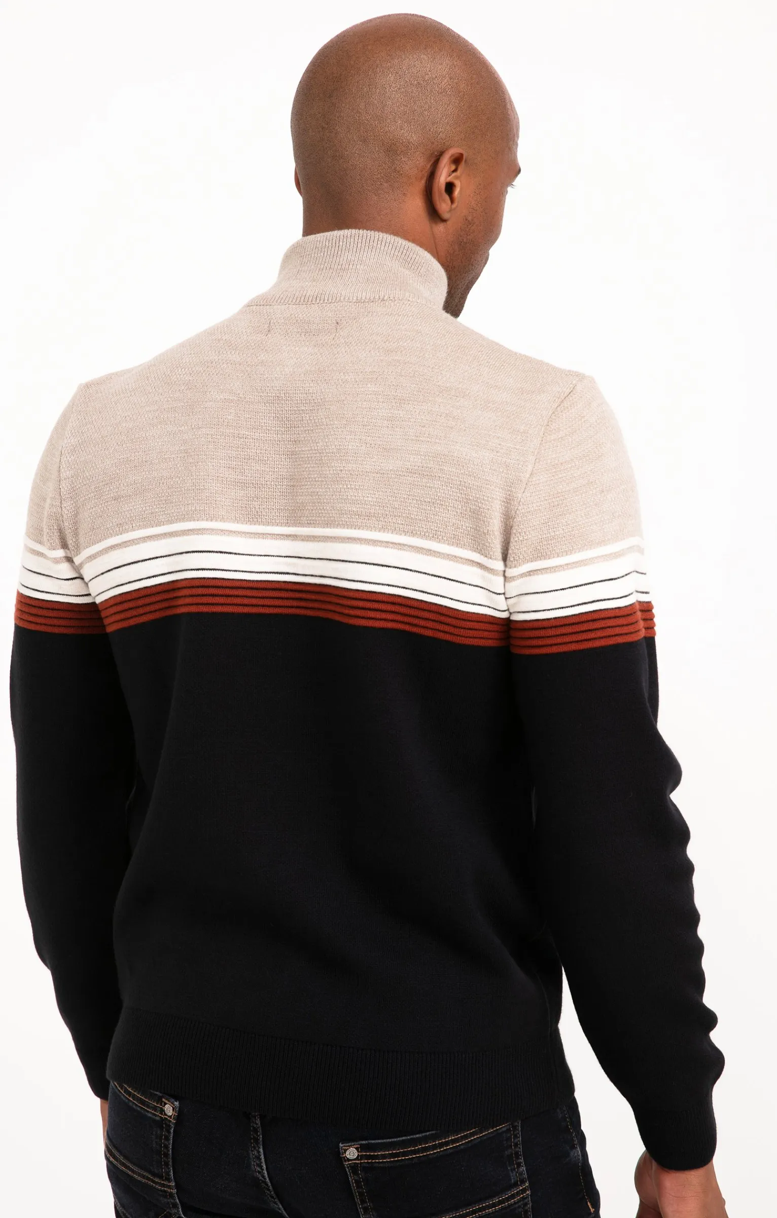 Pulls & Gilets<Armand Thiery Pull col montant rayé - Brique