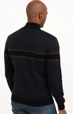 Pulls & Gilets<Armand Thiery Pull col montant rayé - Marine