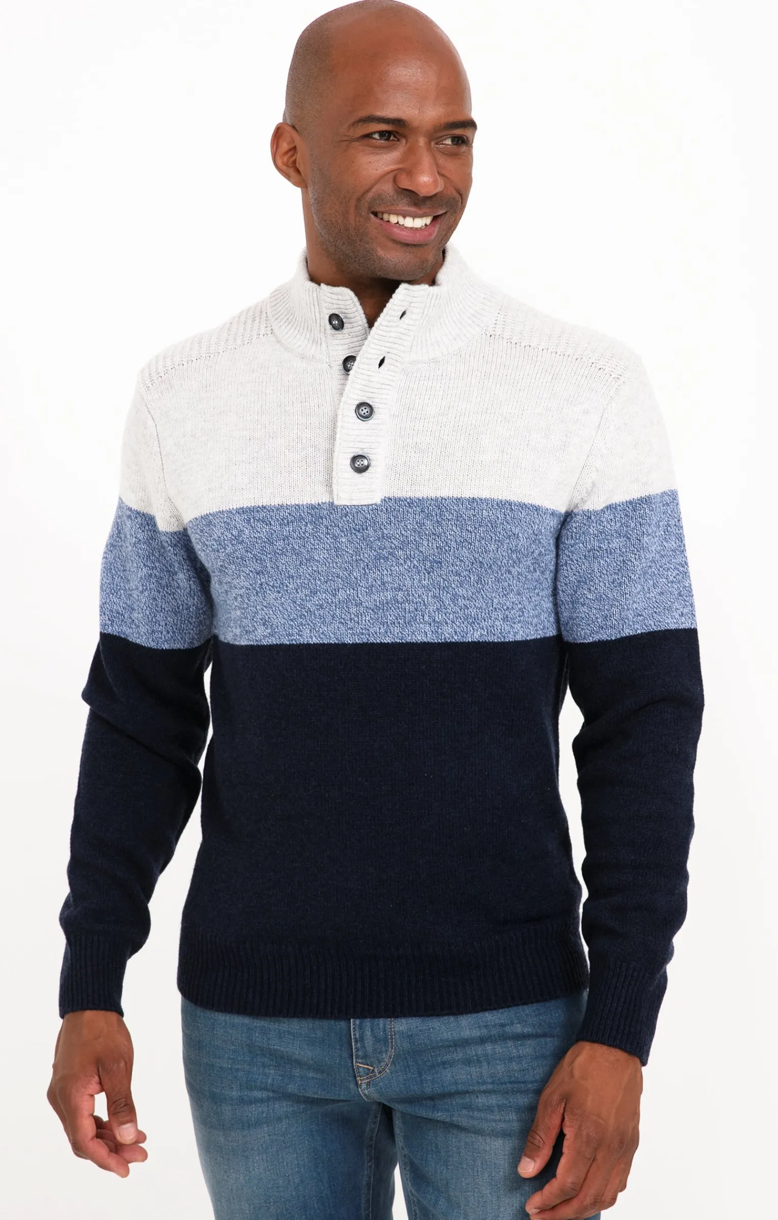 Pulls & Gilets<Armand Thiery Pull col montant rayé - Bleuciel