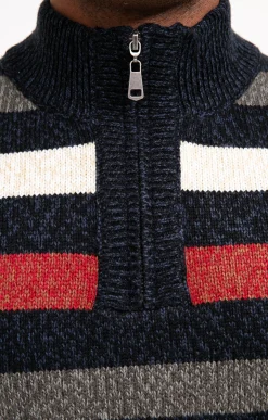 Pulls & Gilets<Armand Thiery Pull col montant rayé all over - Écru