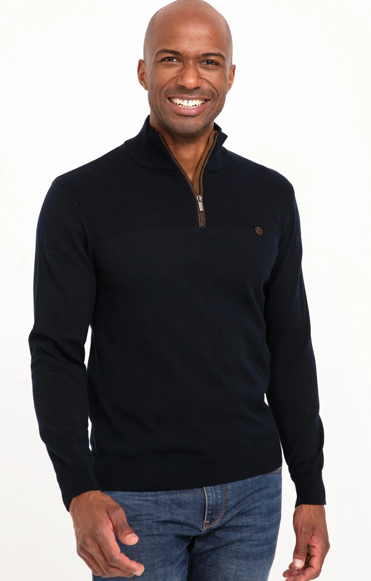 Pulls & Gilets<Armand Thiery Pull col montant zippé - Marine