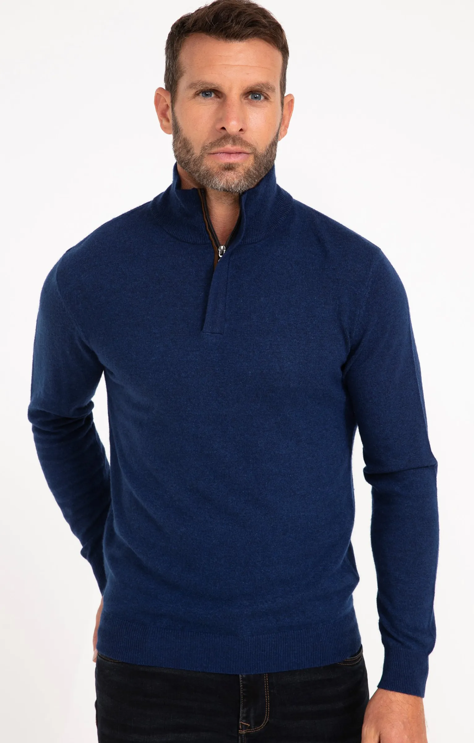 Pulls & Gilets<Armand Thiery Pull col montant zippé - Marine