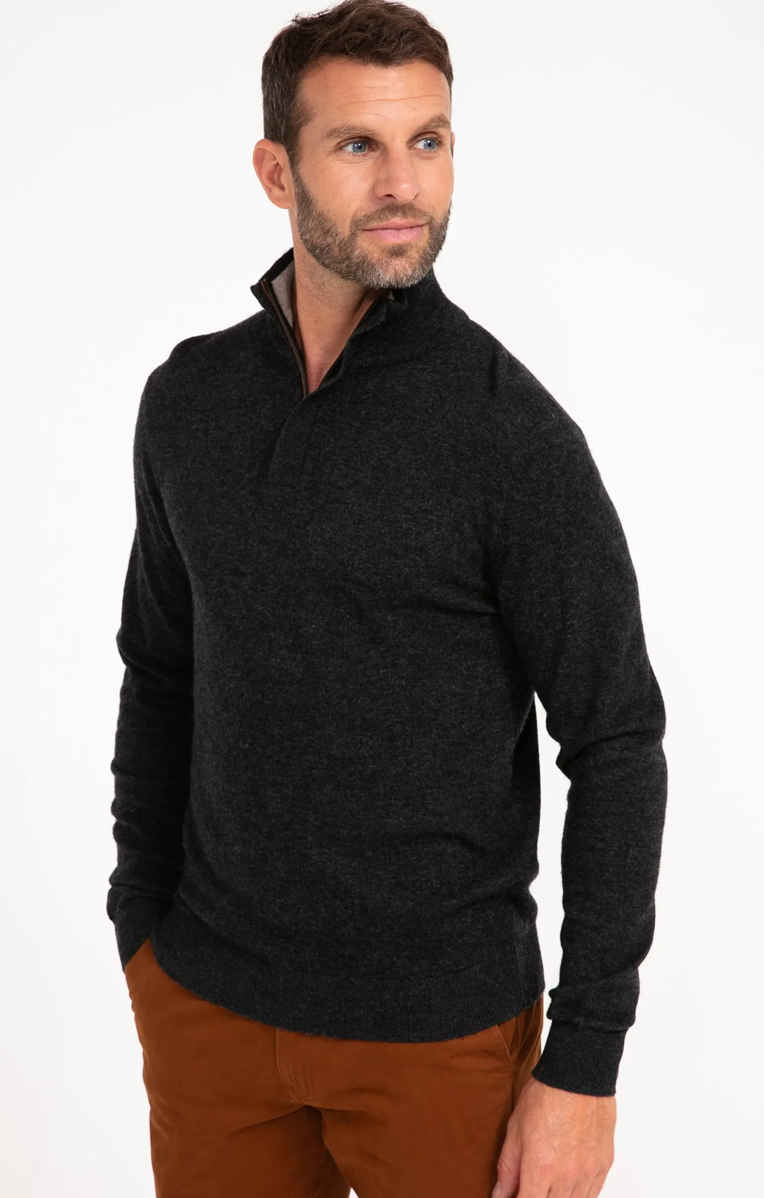 Pulls & Gilets<Armand Thiery Pull col montant zippé - Anthracite