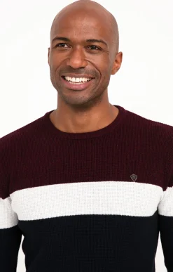 Pulls & Gilets<Armand Thiery Pull col rond rayé - Bordeaux