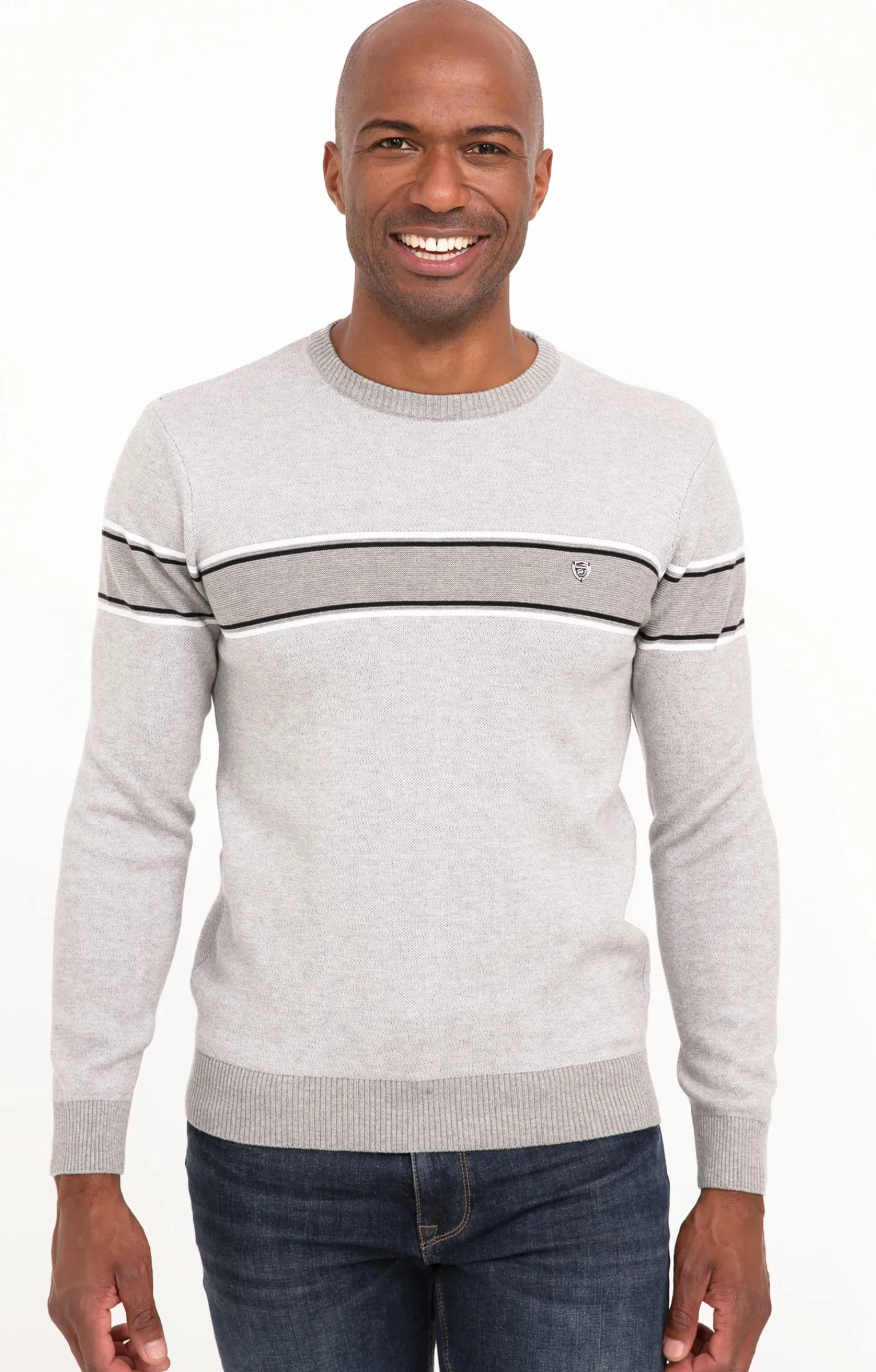 Pulls & Gilets<Armand Thiery Pull col rond rayé - Grisclair