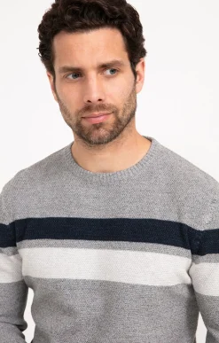 Pulls & Gilets<Armand Thiery Pull col rond rayé - Grisclair