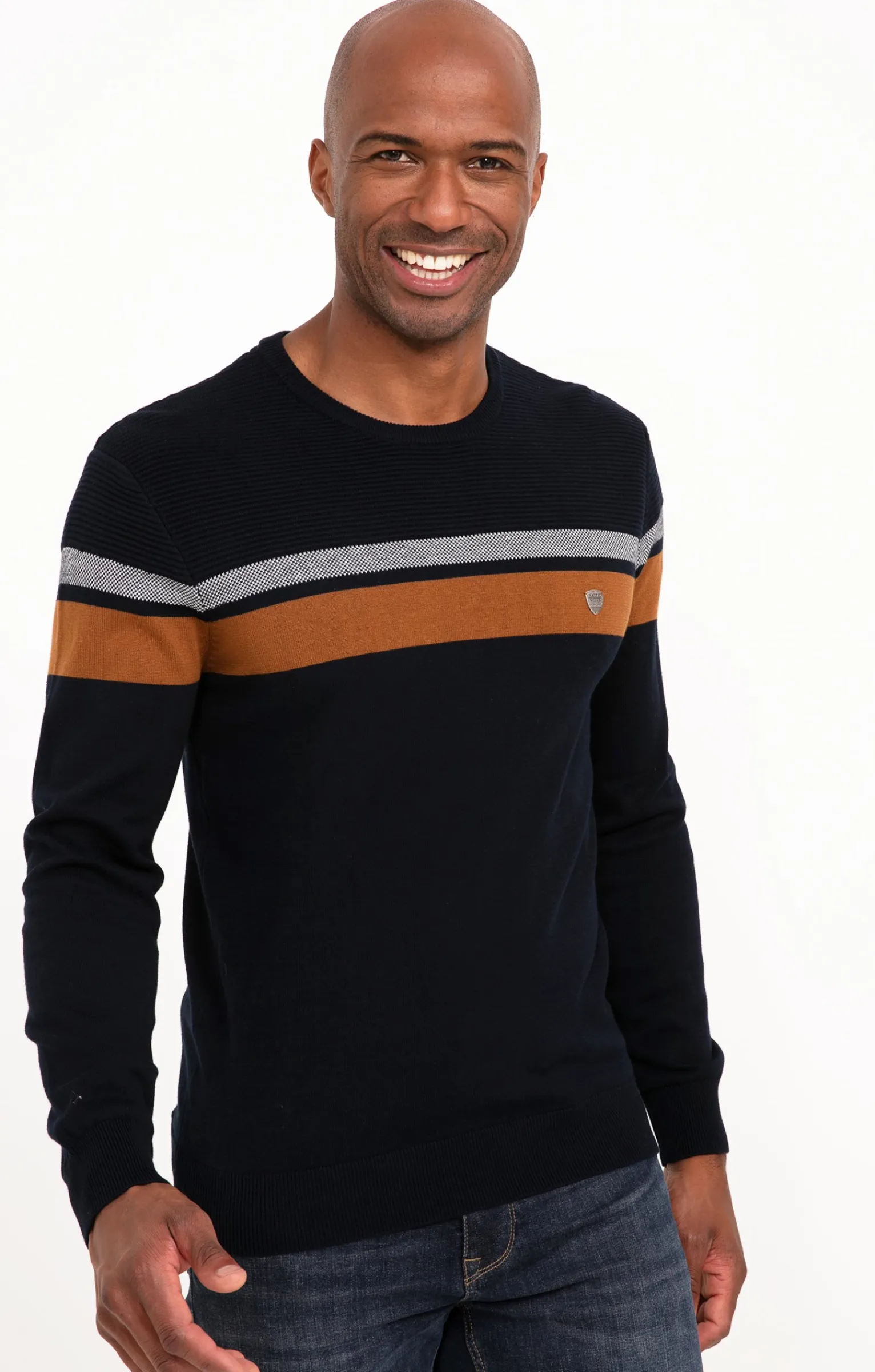 Pulls & Gilets<Armand Thiery Pull col rond rayure placée - Marine
