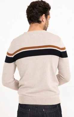 Pulls & Gilets<Armand Thiery Pull col rond rayure placée - Beige