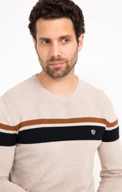 Pulls & Gilets<Armand Thiery Pull col rond rayure placée - Beige