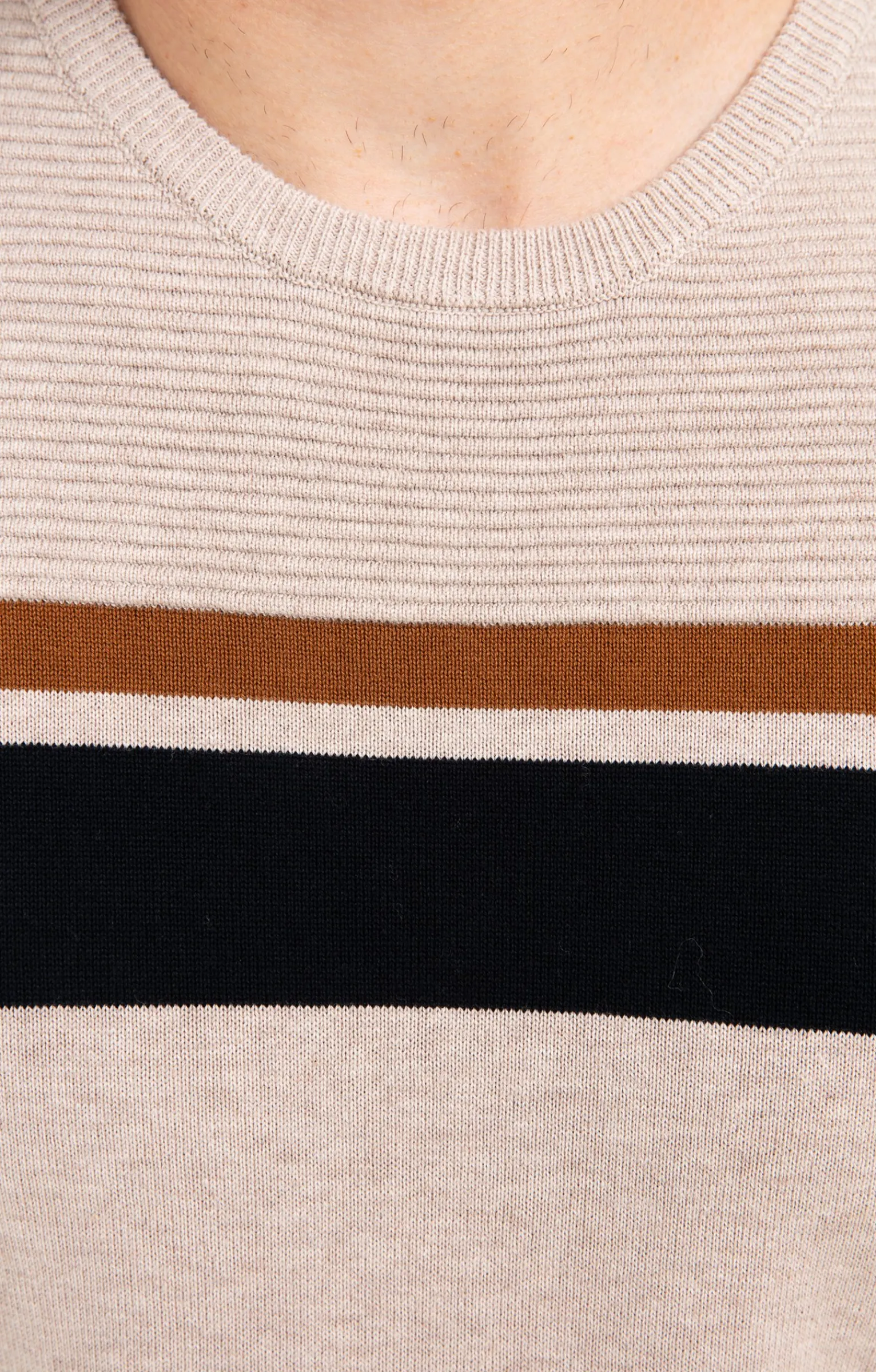 Pulls & Gilets<Armand Thiery Pull col rond rayure placée - Beige