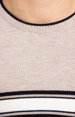 Pulls & Gilets<Armand Thiery Pull col rond rayure placée - Beige
