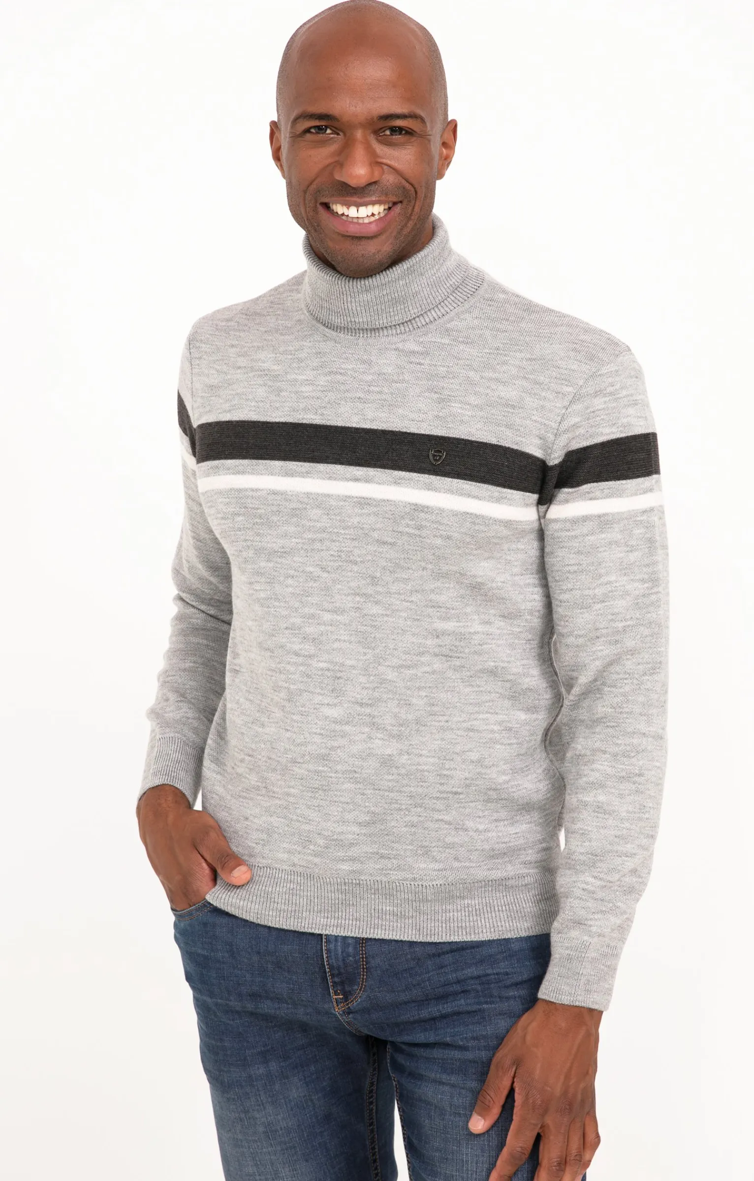 Pulls & Gilets<Armand Thiery Pull col roulé rayé - Grisclair