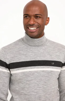 Pulls & Gilets<Armand Thiery Pull col roulé rayé - Grisclair