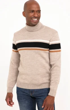 Pulls & Gilets<Armand Thiery Pull col roulé rayé - Beige