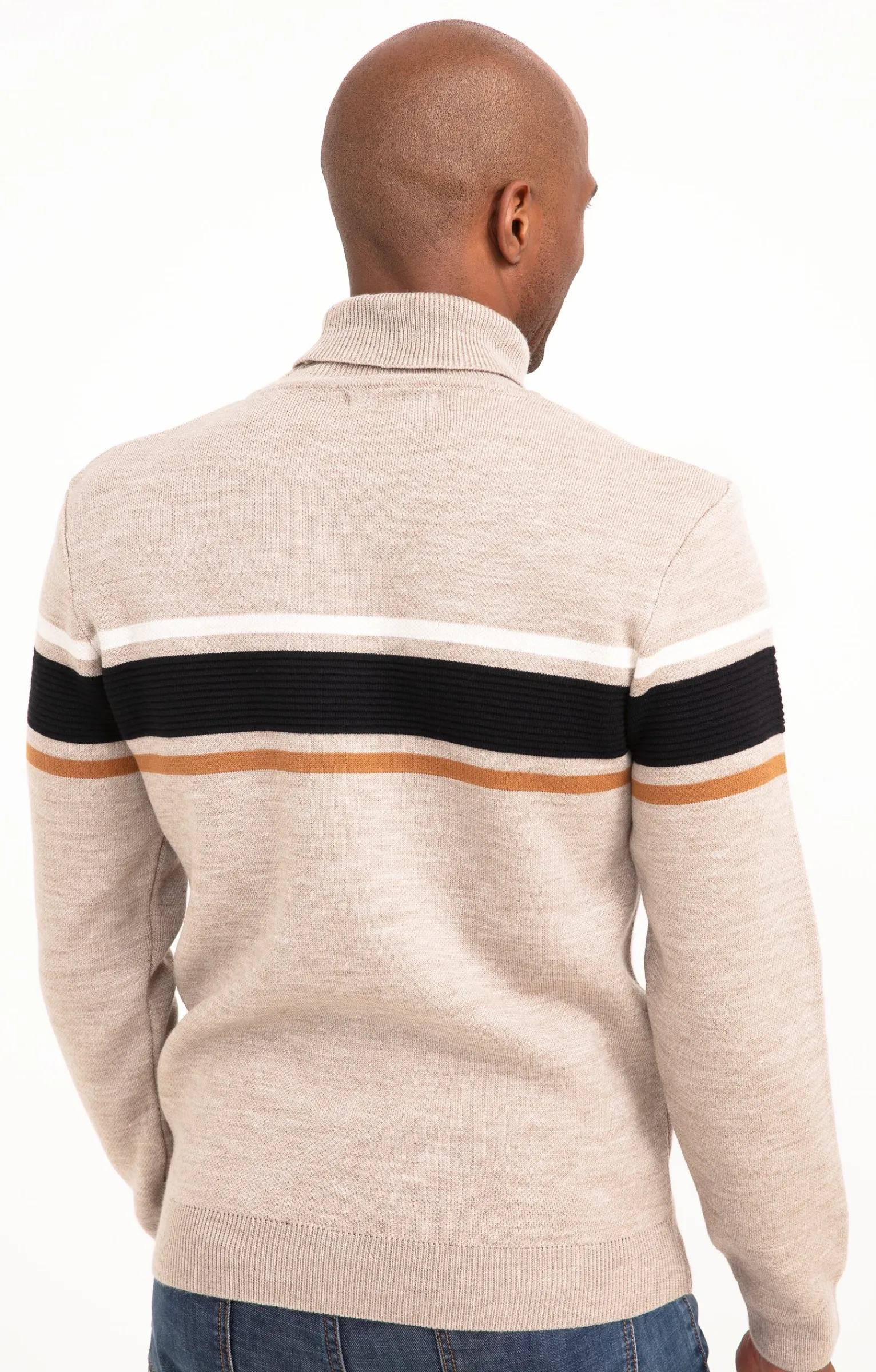 Pulls & Gilets<Armand Thiery Pull col roulé rayé - Beige