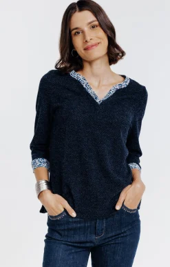 Pulls & Cardigans<Armand Thiery Pull 2-en-1 avec boutons - Marine