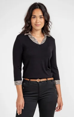 Pulls & Cardigans<Armand Thiery Pull 2-en-1 imprimé - Noir